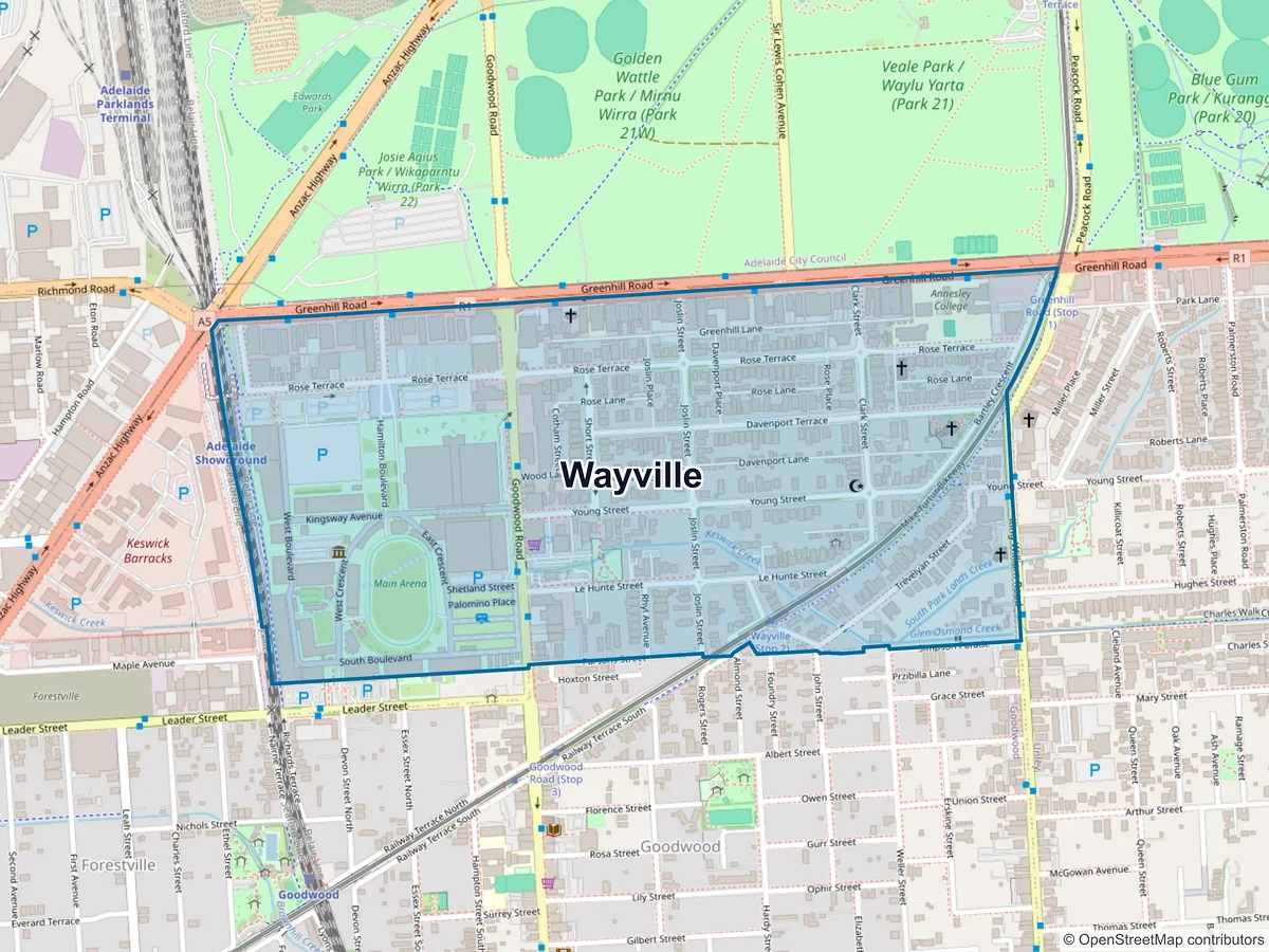 Map of Wayville, SA, Australia