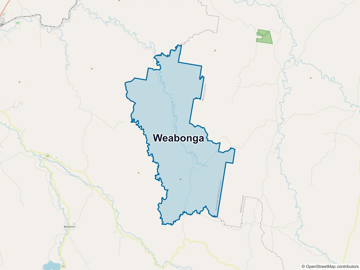 Map of Weabonga, NSW, Australia