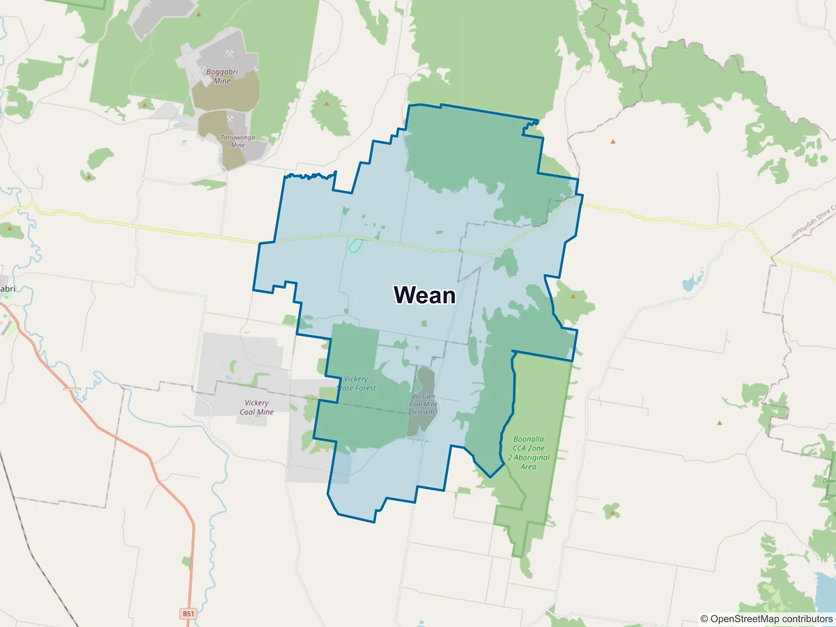 Map of Wean, NSW, Australia