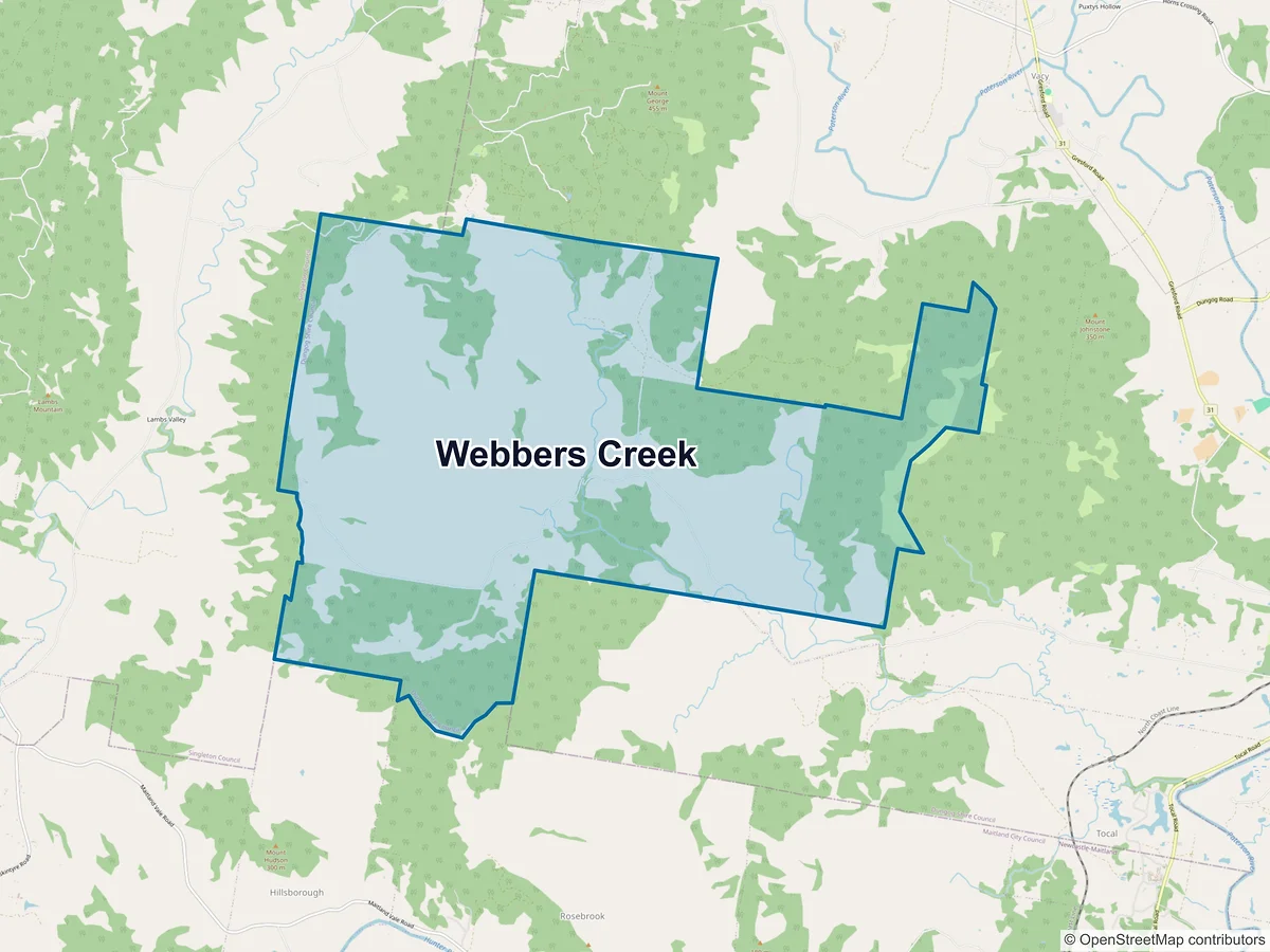 Map of Webbers Creek, NSW, Australia