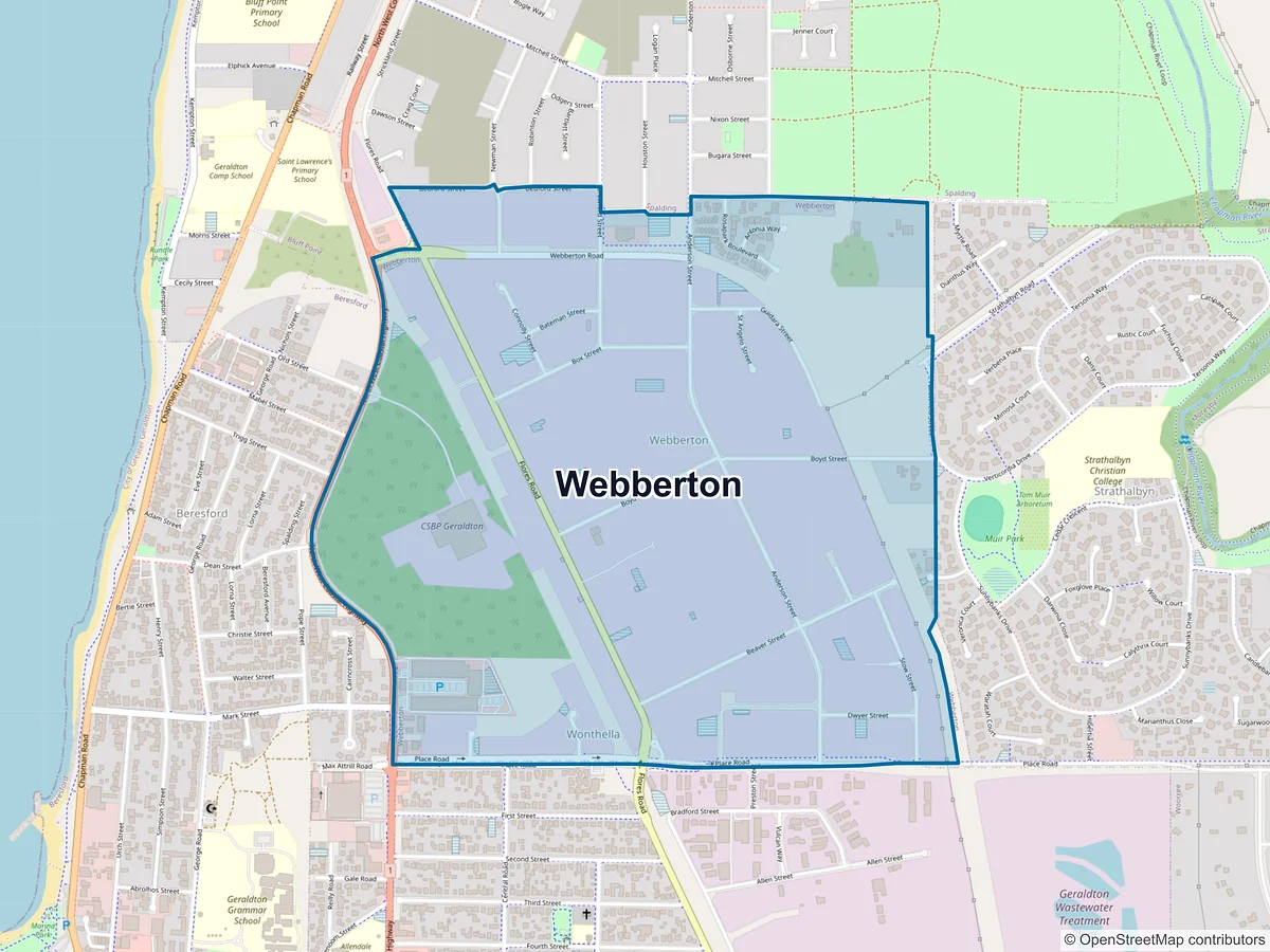 Map of Webberton, WA, Australia