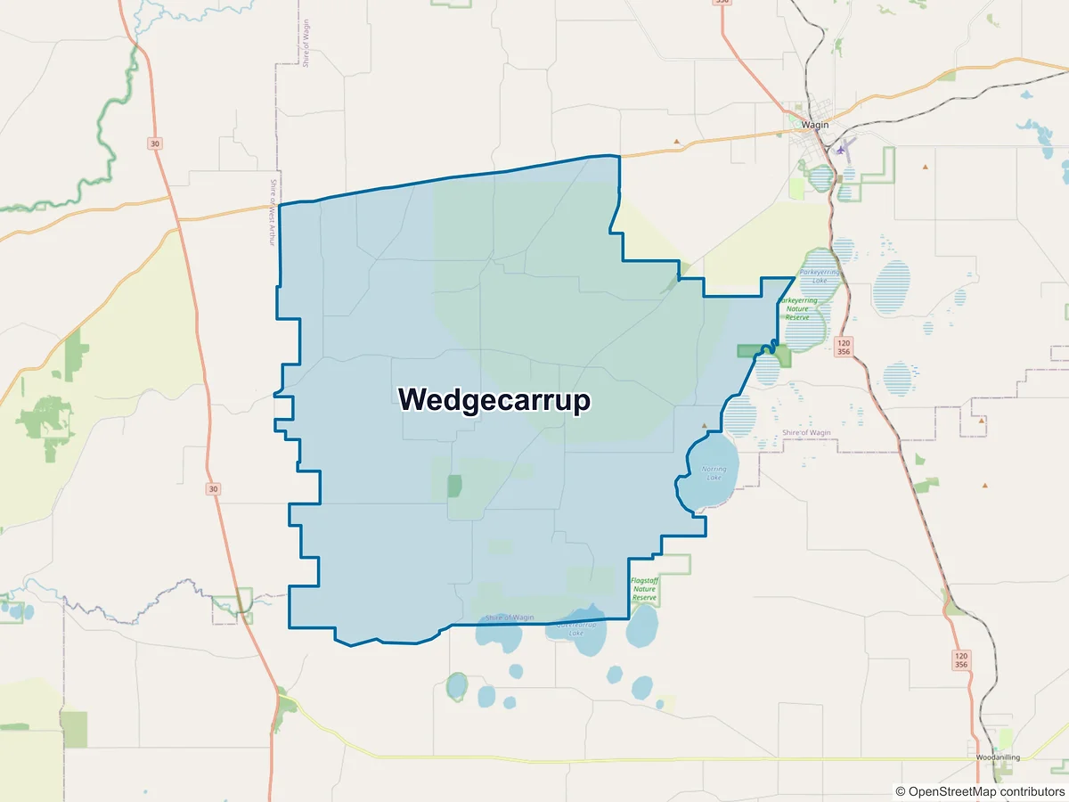 Map of Wedgecarrup, WA, Australia