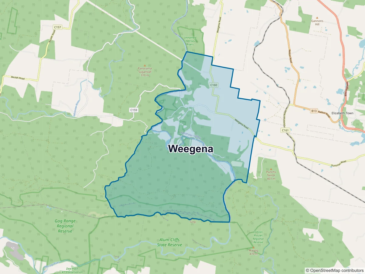 Map of Weegena, TAS, Australia