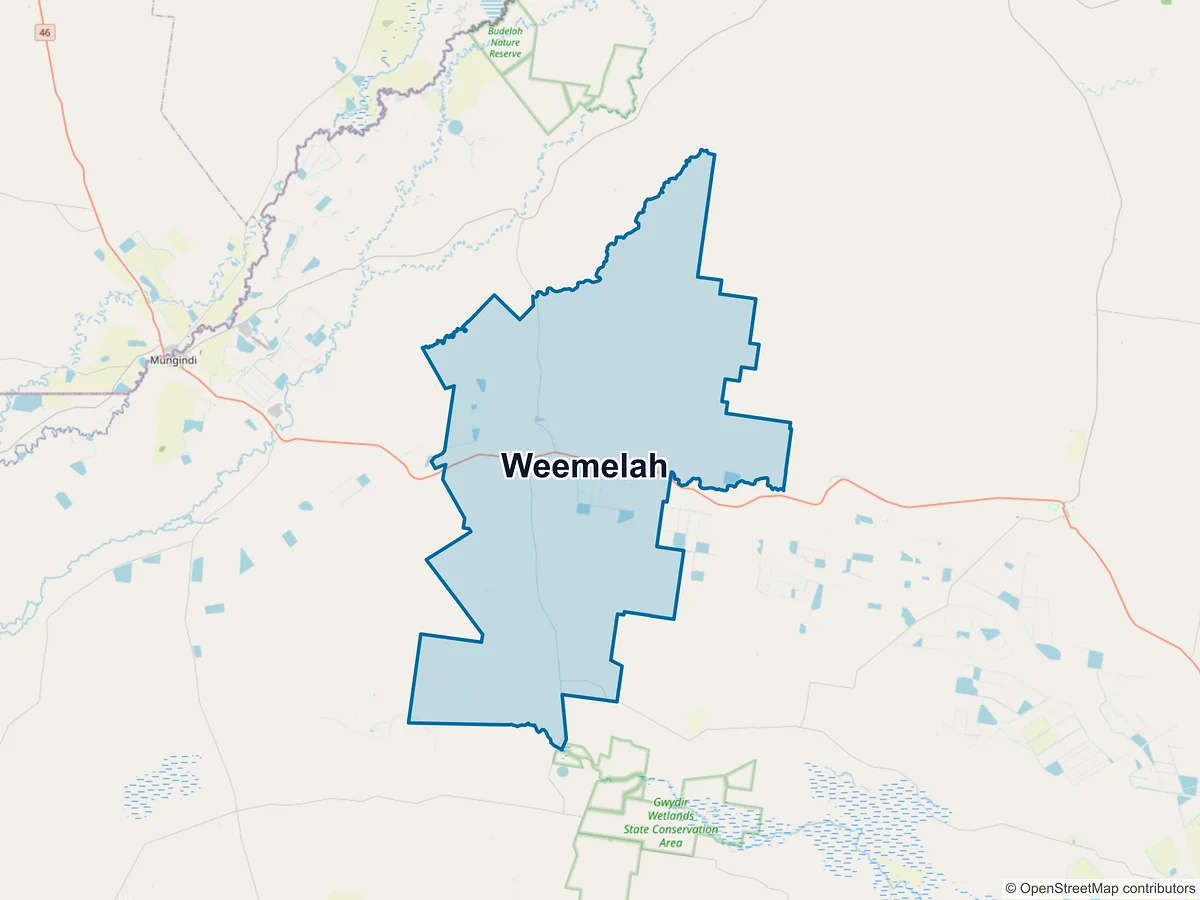 Map of Weemelah, NSW, Australia