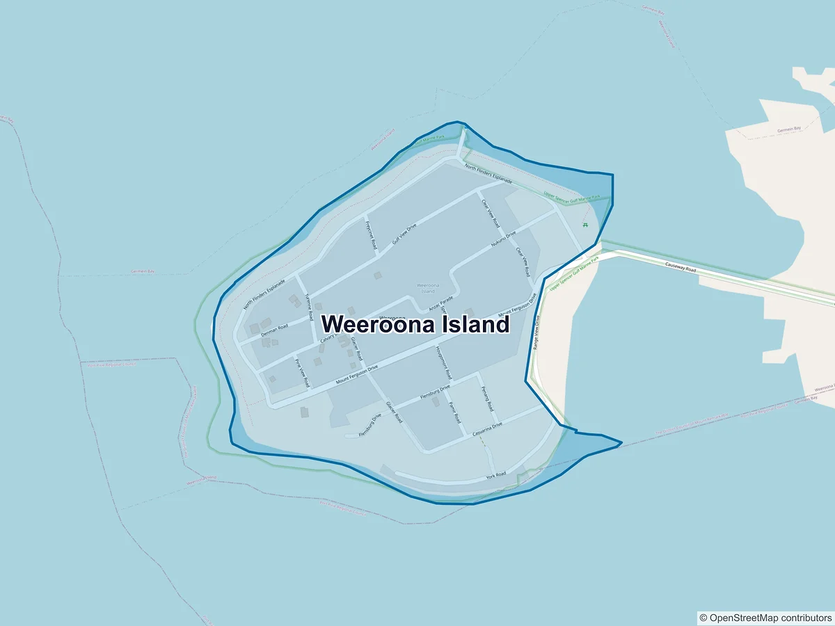 Map of Weeroona Island, SA, Australia