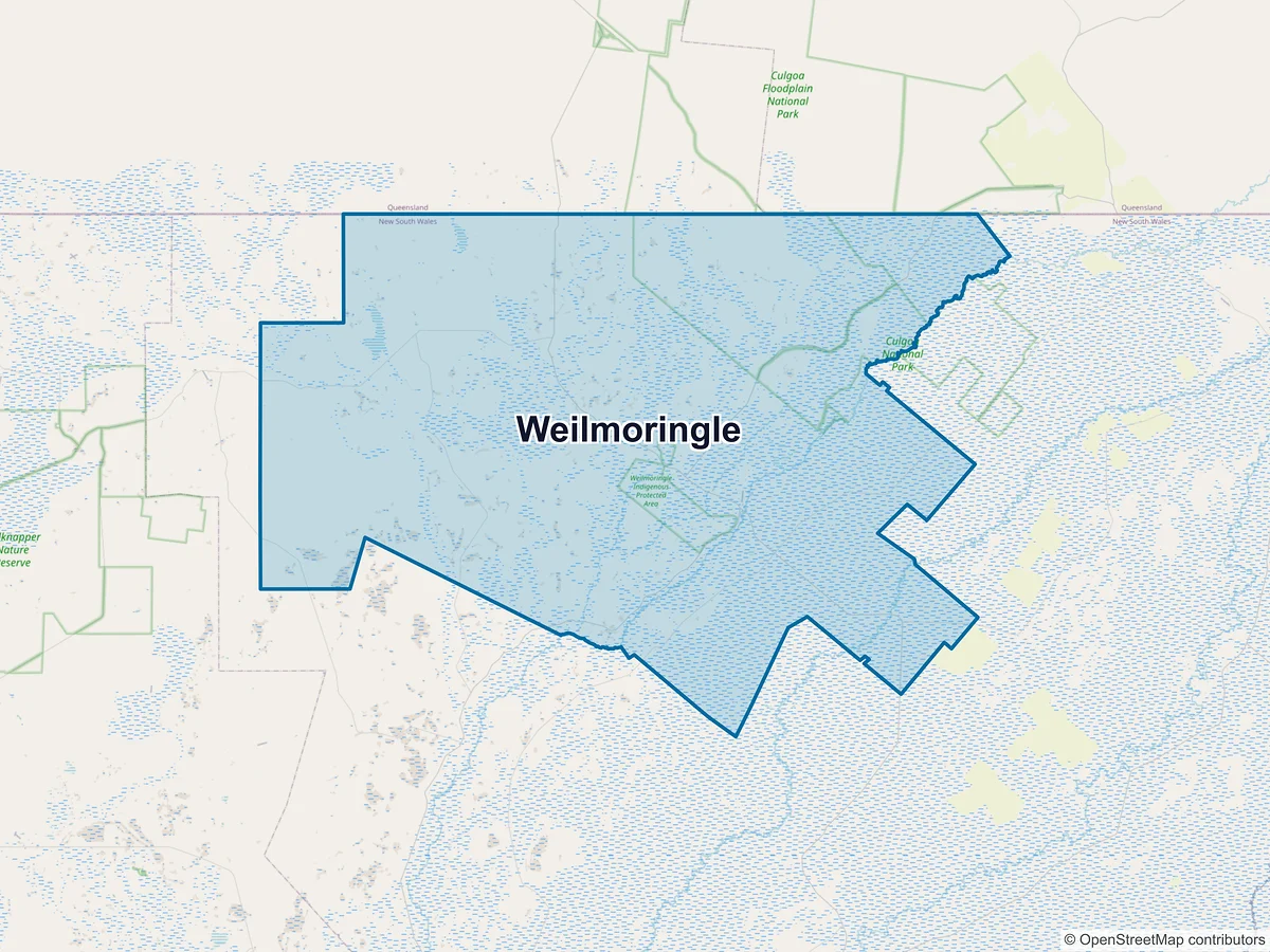 Map of Weilmoringle, NSW, Australia