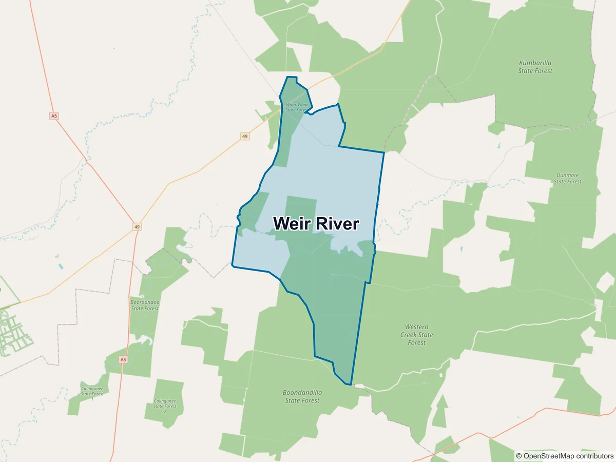 Map of Weir River, QLD, Australia