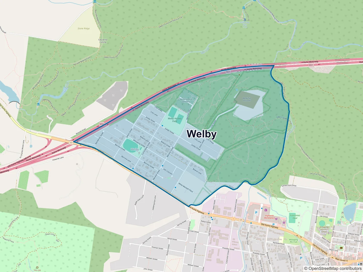 Map of Welby, NSW, Australia