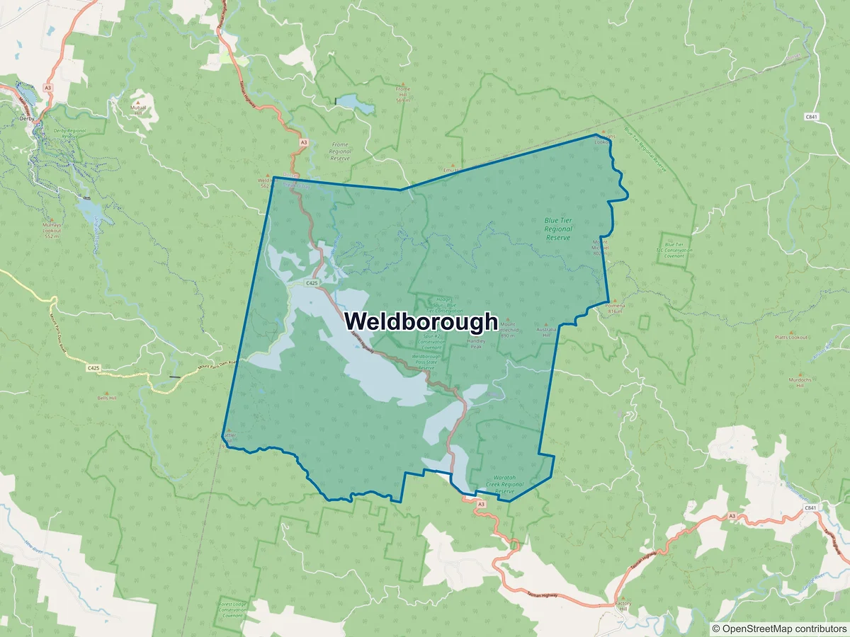 Map of Weldborough, TAS, Australia