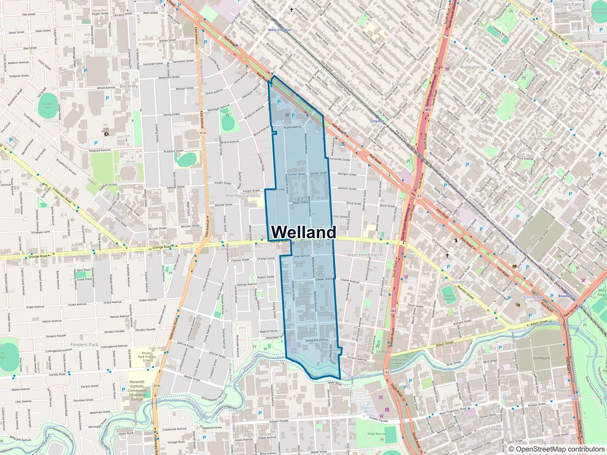 Map of Welland, SA, Australia