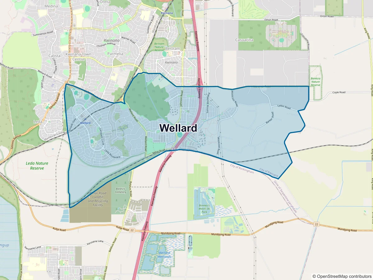 Map of Wellard, WA, Australia