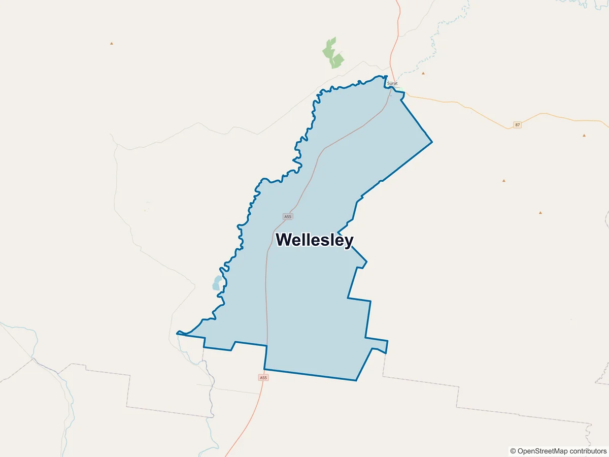 Map of Wellesley, QLD, Australia