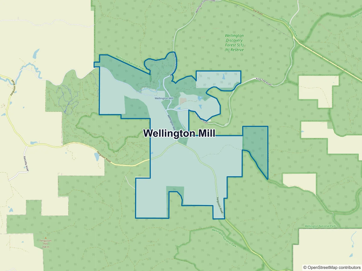Map of Wellington Mill, WA, Australia