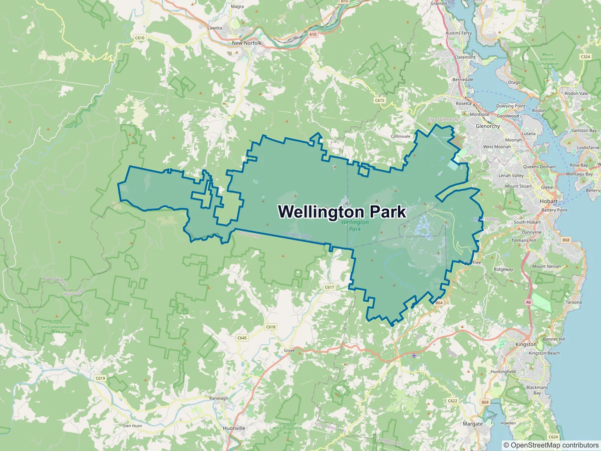 Map of Wellington Park, TAS, Australia