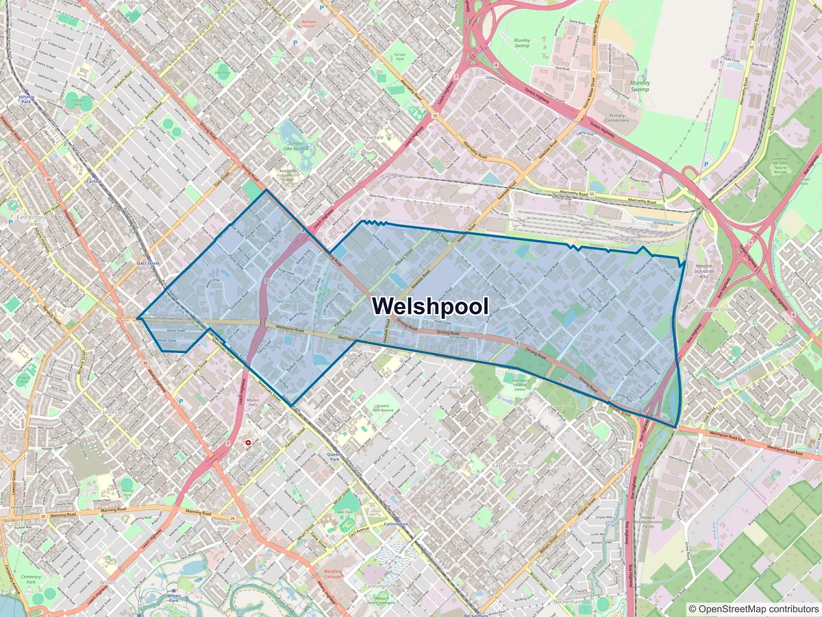 Map of Welshpool, WA, Australia