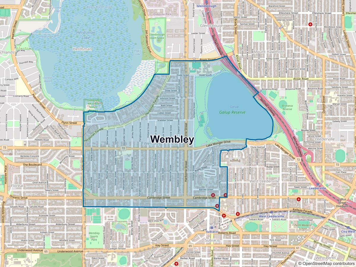 Map of Wembley, WA, Australia