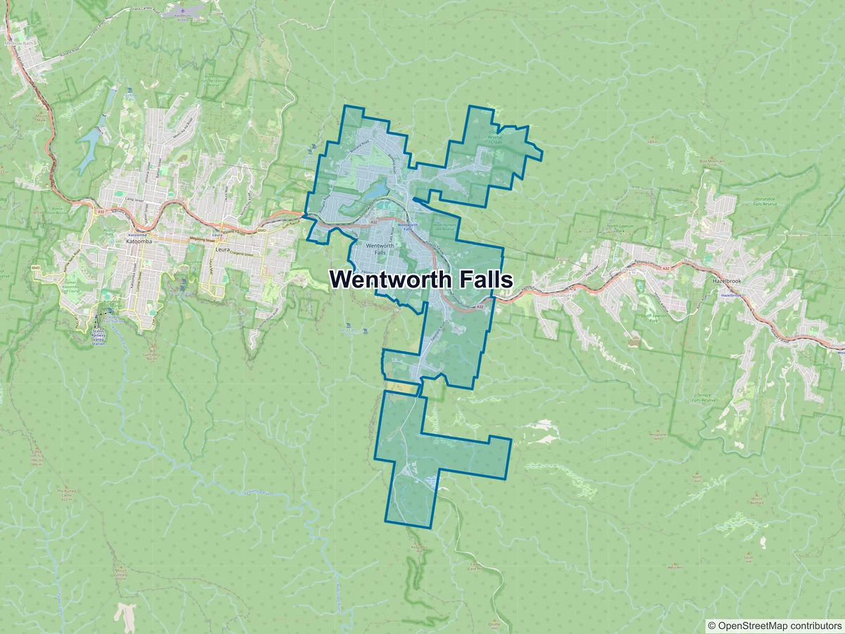 Map of Wentworth Falls, NSW, Australia