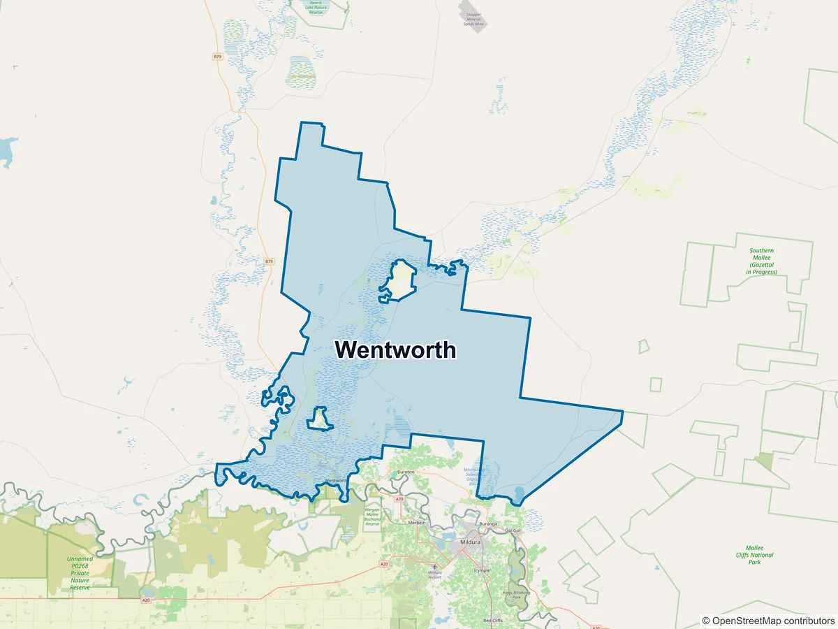 Map of Wentworth, NSW, Australia