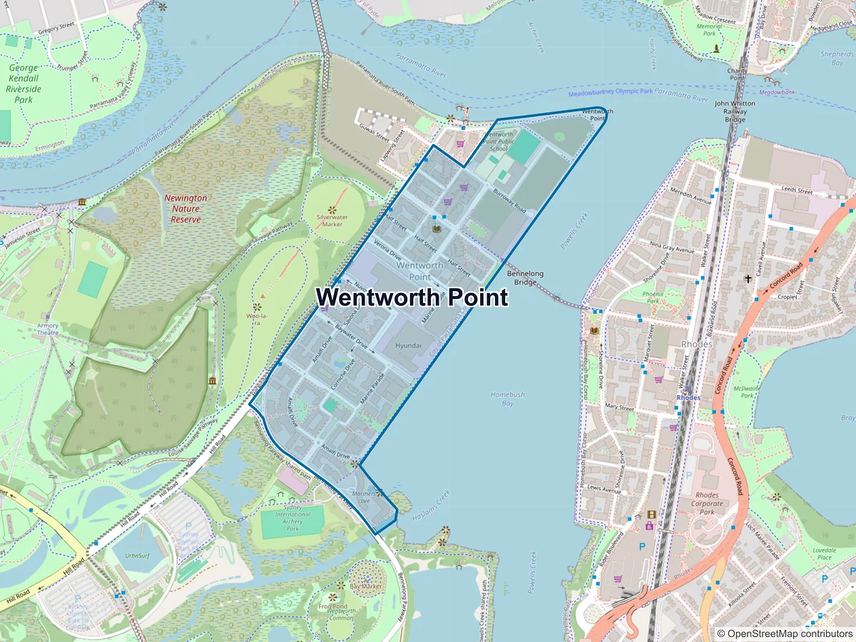 Map of Wentworth Point, NSW, Australia