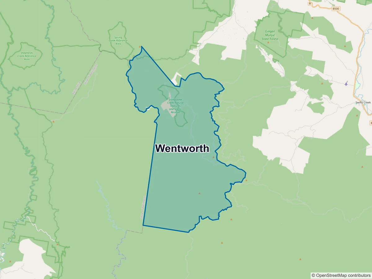 Map of Wentworth, VIC, Australia