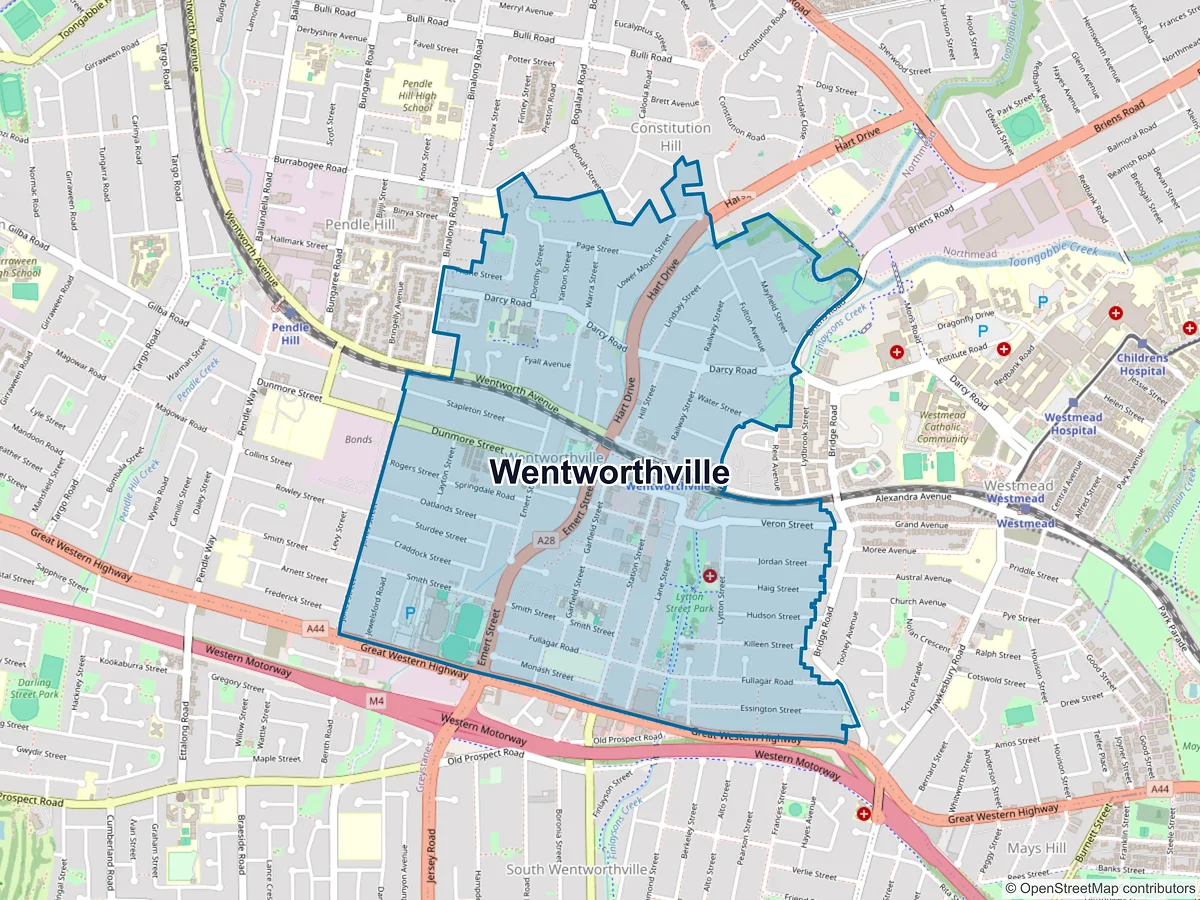 Map of Wentworthville, NSW, Australia