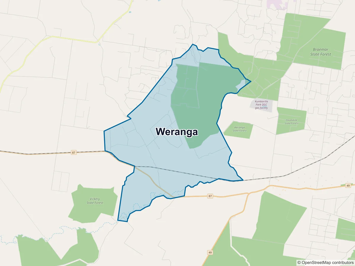 Map of Weranga, QLD, Australia