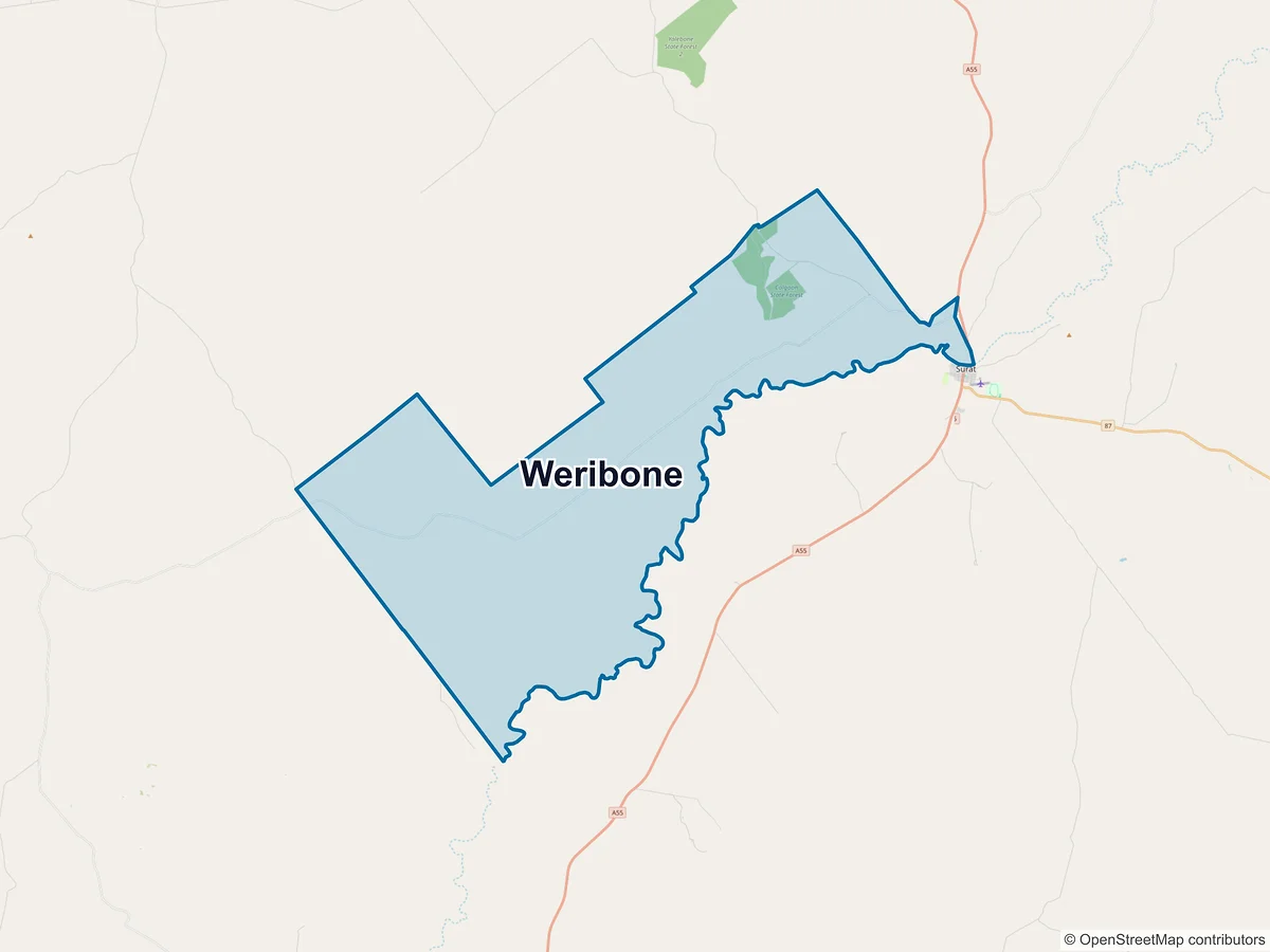 Map of Weribone, QLD, Australia