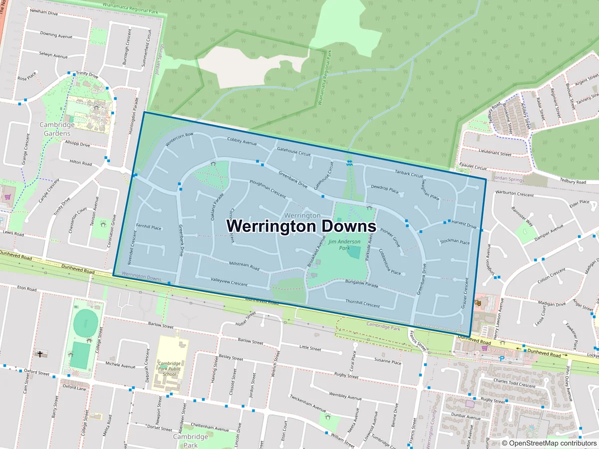 Map of Werrington Downs, NSW, Australia