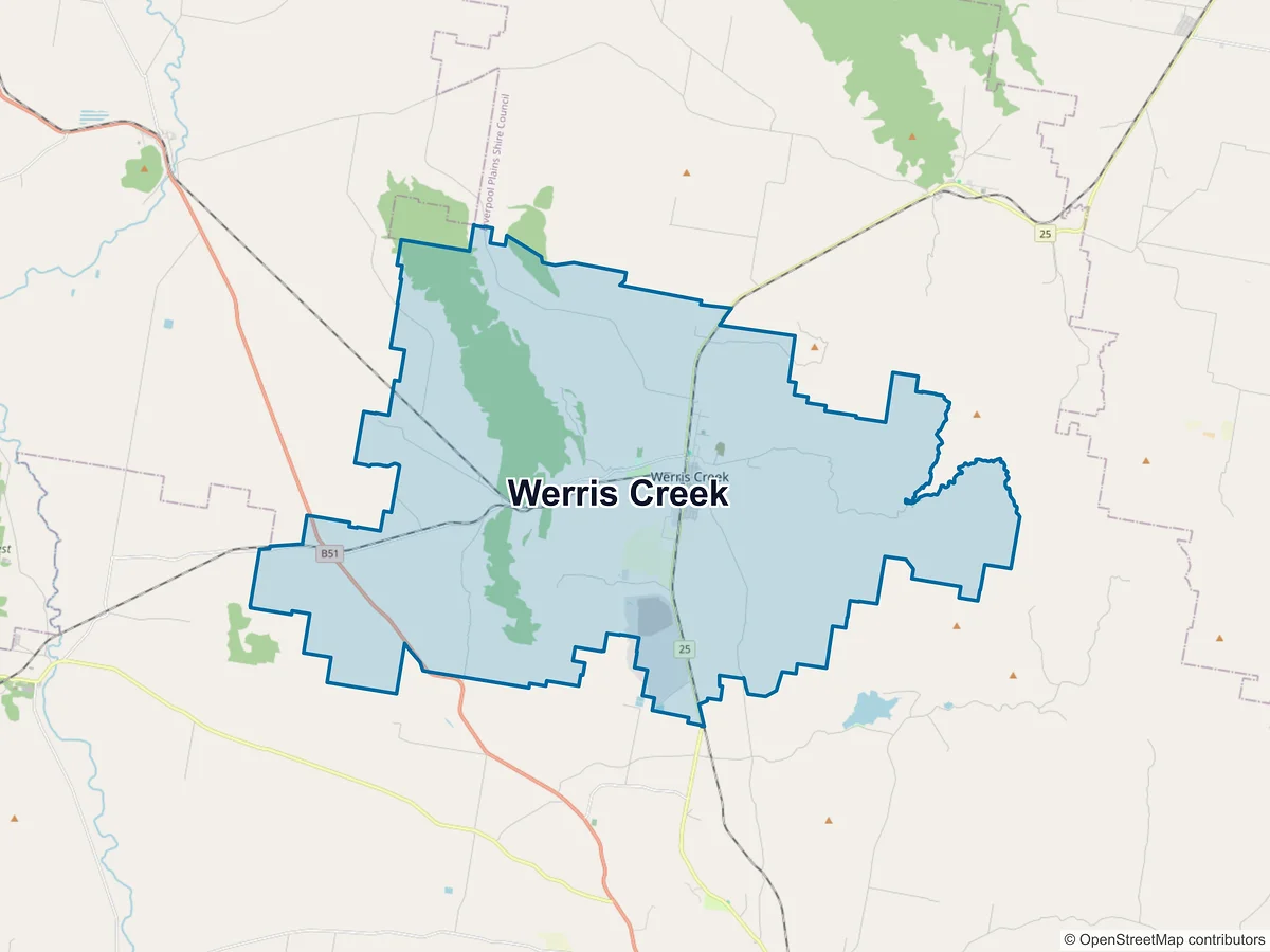 Map of Werris Creek, NSW, Australia