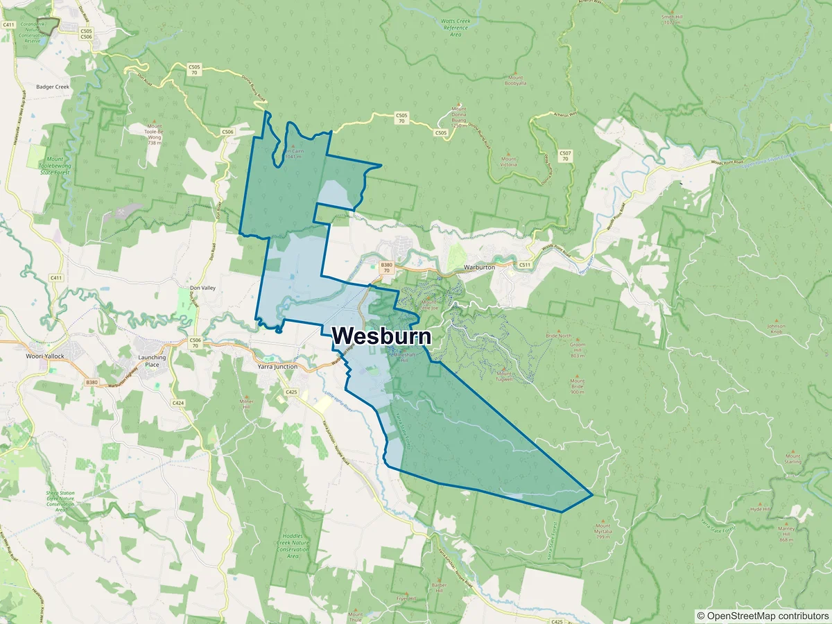 Map of Wesburn, VIC, Australia