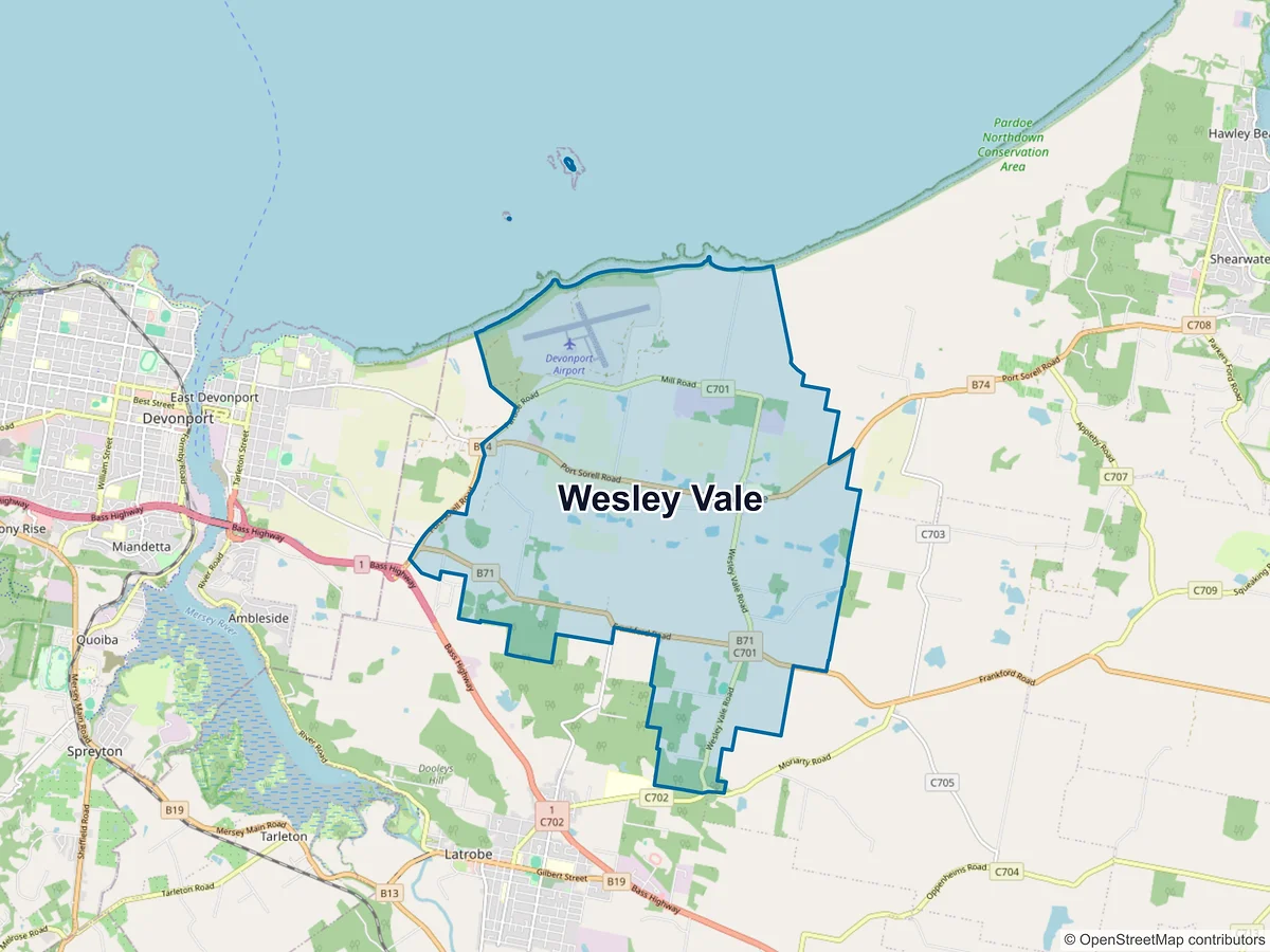 Map of Wesley Vale, TAS, Australia