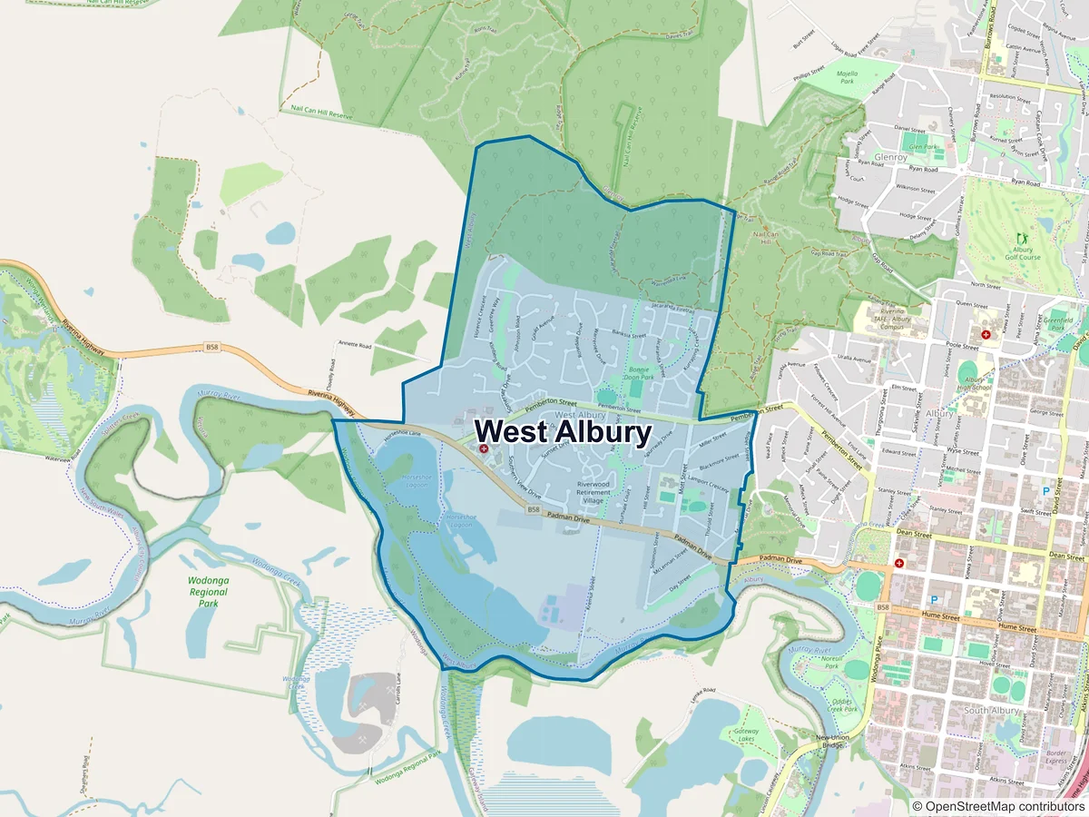 Map of West Albury, NSW, Australia