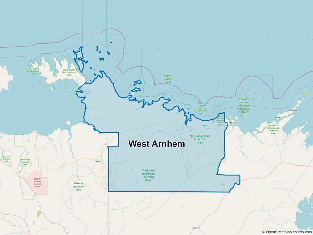 Map of West Arnhem, NT, Australia