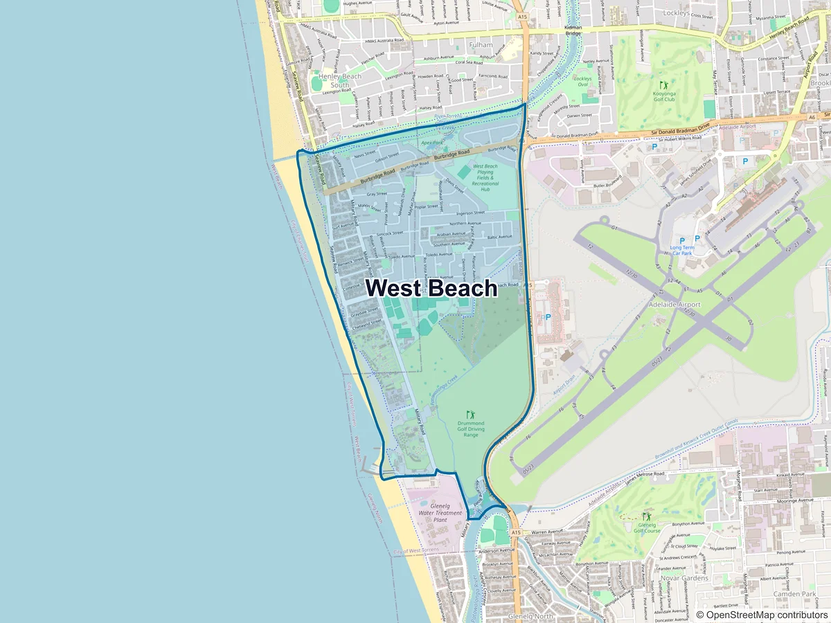 Map of West Beach, SA, Australia
