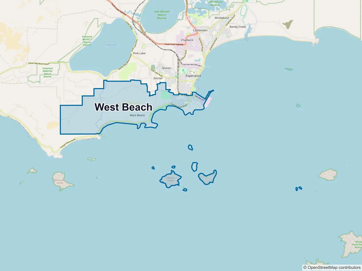 Map of West Beach, WA, Australia