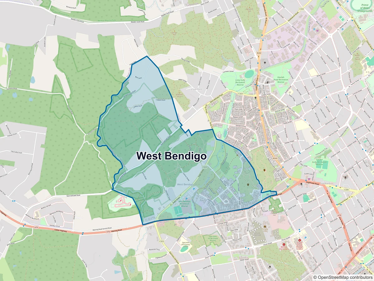 Map of West Bendigo, VIC, Australia