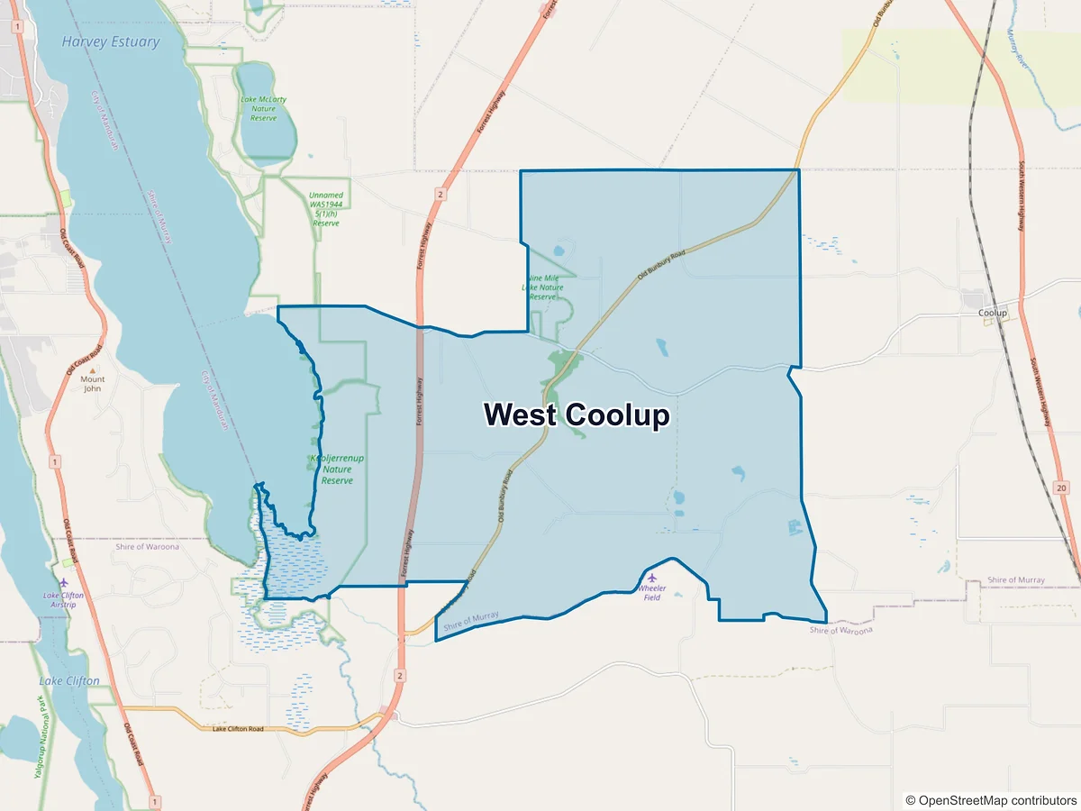 Map of West Coolup, WA, Australia