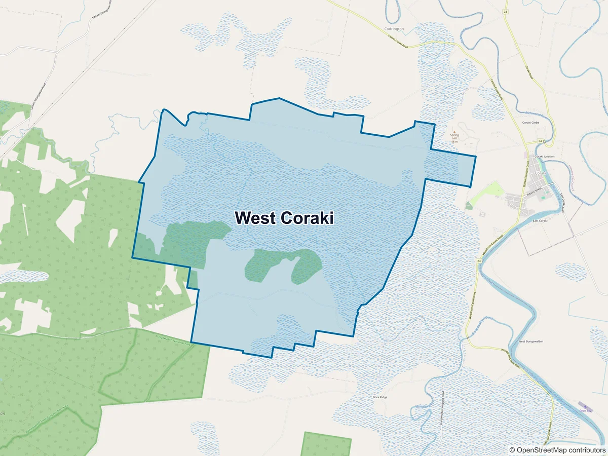 Map of West Coraki, NSW, Australia