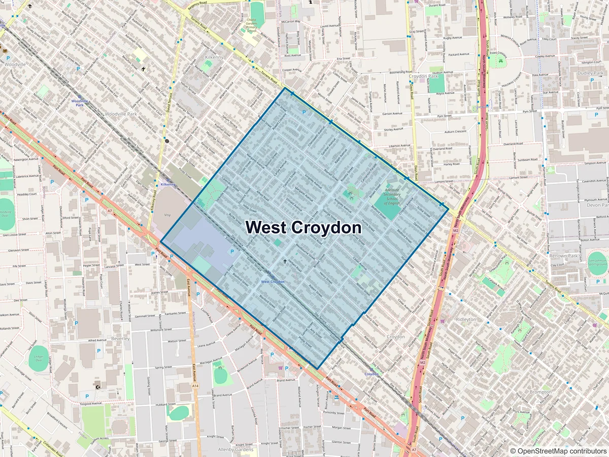 Map of West Croydon, SA, Australia