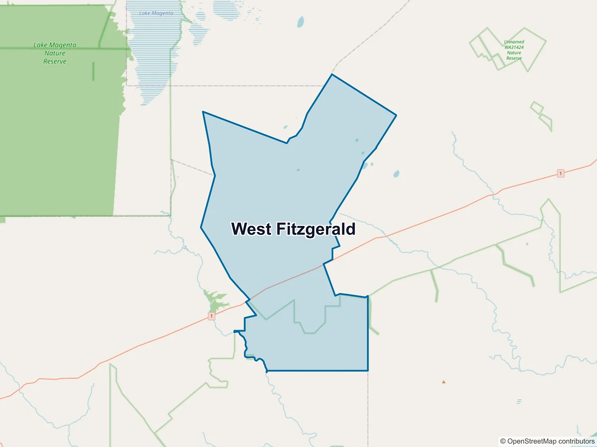 Map of West Fitzgerald, WA, Australia