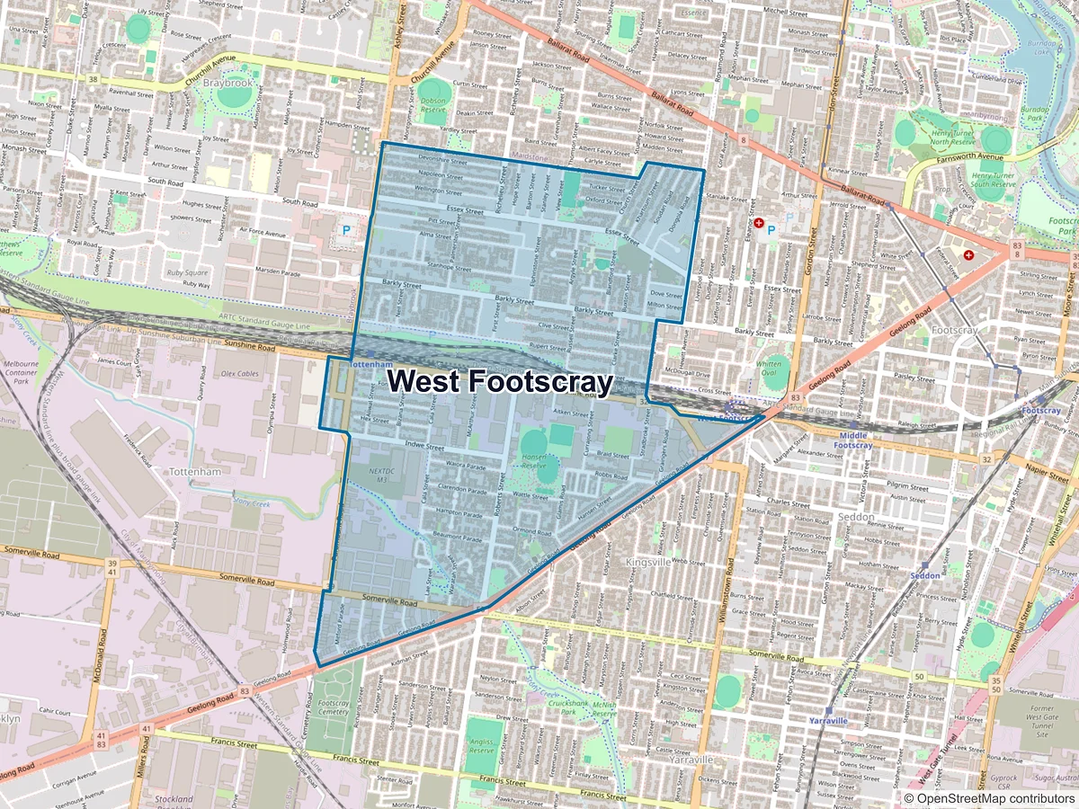 Map of West Footscray, VIC, Australia
