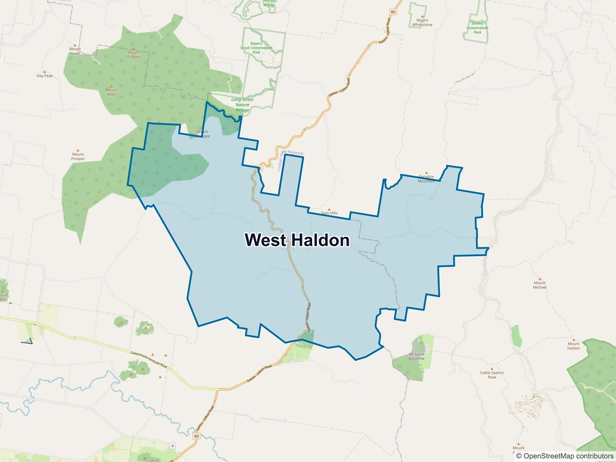 Map of West Haldon, QLD, Australia