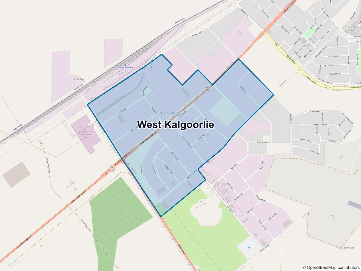 Map of West Kalgoorlie, WA, Australia