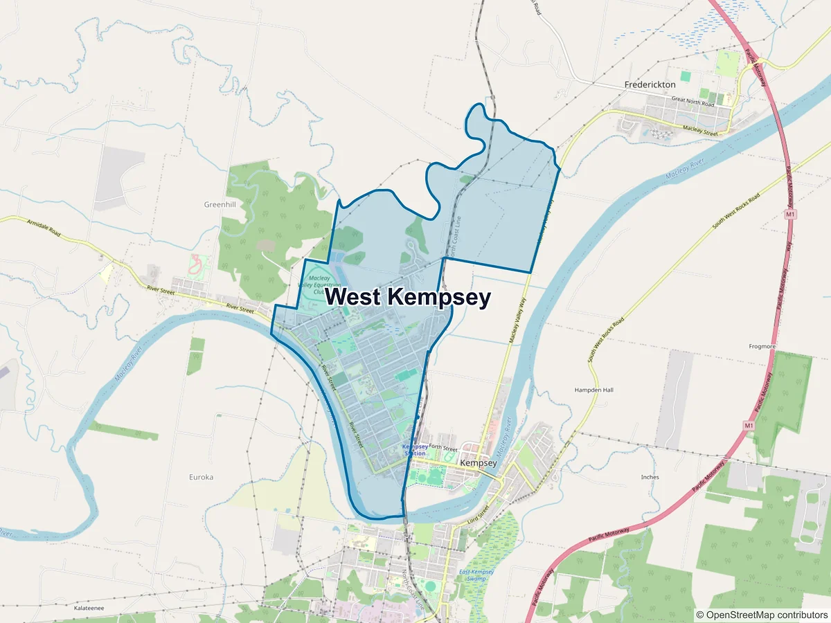 Map of West Kempsey, NSW, Australia