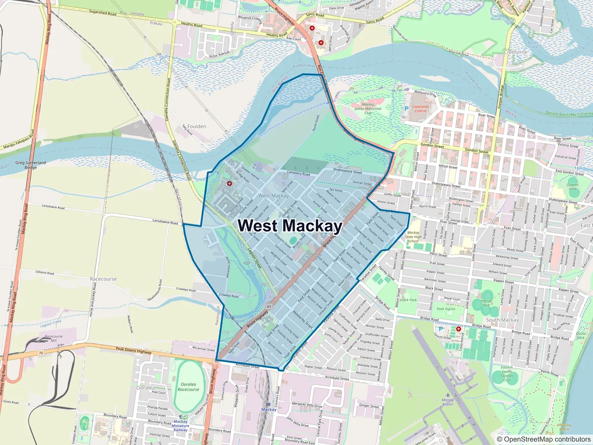 Map of West Mackay, QLD, Australia