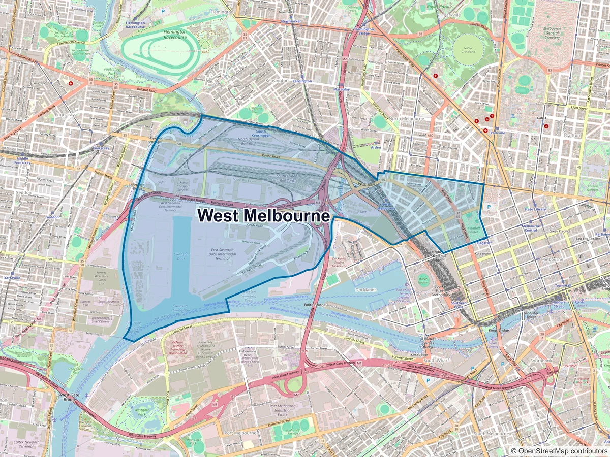 Map of West Melbourne, VIC, Australia