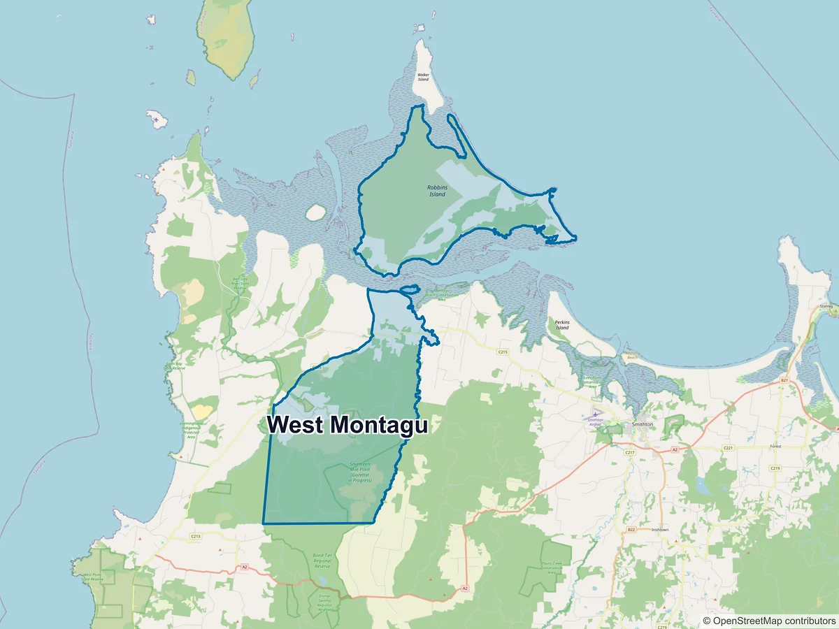 Map of West Montagu, TAS, Australia