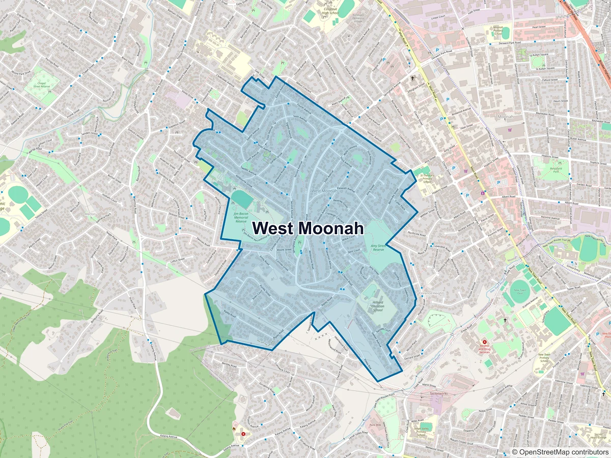Map of West Moonah, TAS, Australia