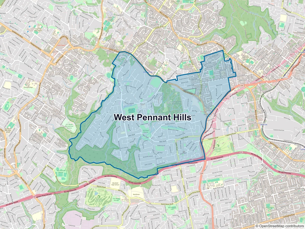 Map of West Pennant Hills, NSW, Australia