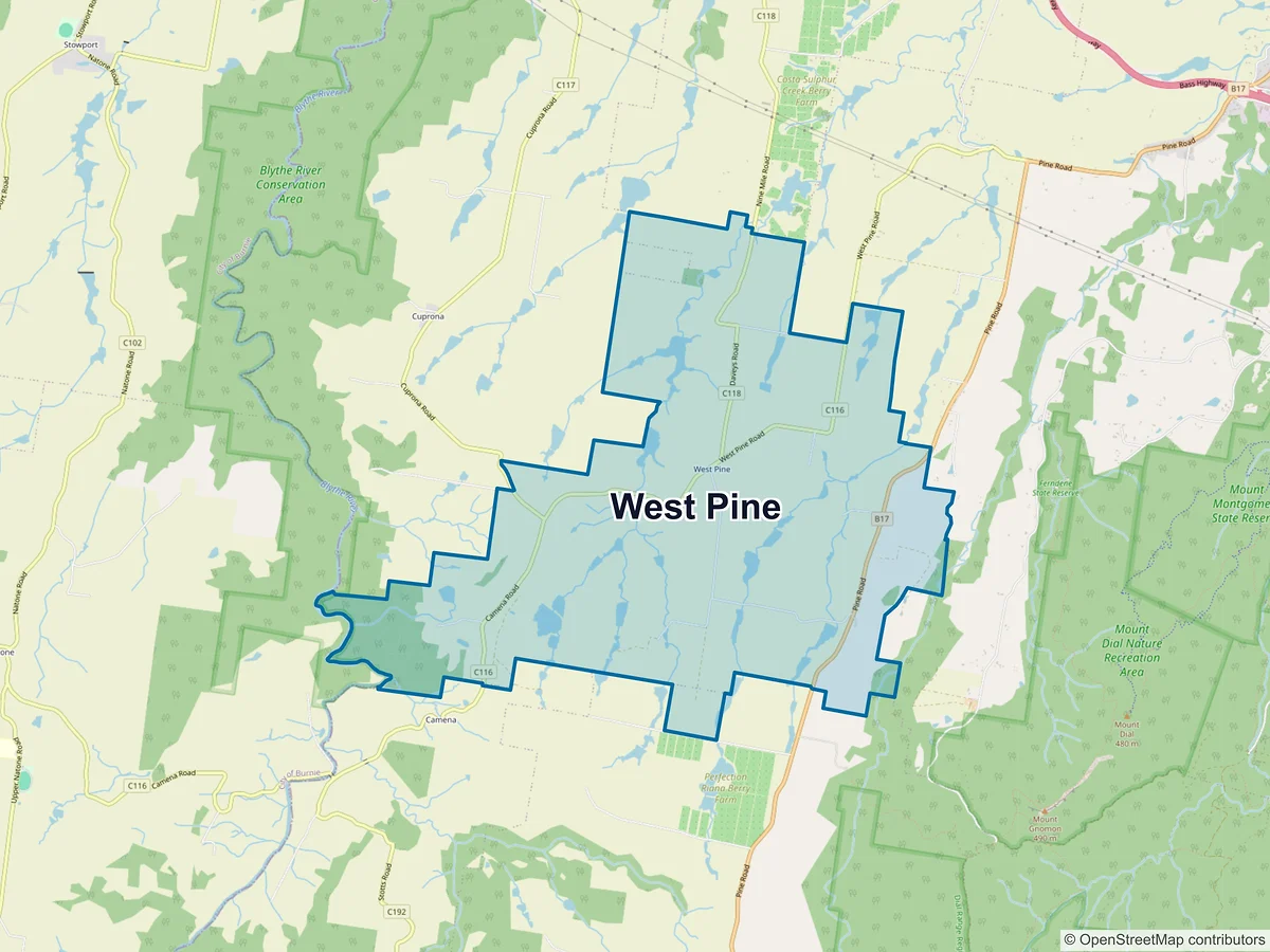 Map of West Pine, TAS, Australia